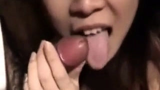 Hot teen gives a POV blowjob and swallows cum