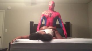 Black spiderman fucks bigbooty ebony bitch in sextape