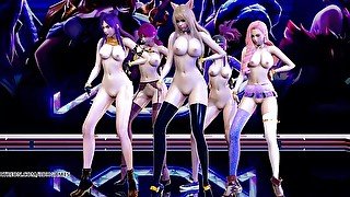 [MMD] BlackPink - KiIIThisLove Nude Kpop Dance Ahri Akali Kaisa Evelynn Seraphine KDA