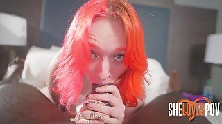 Semaj Cassie thick redhead - sloppy pov bj cum in mouth