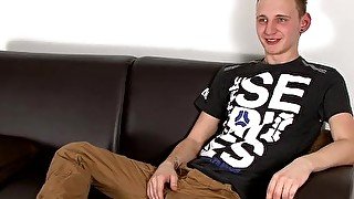 Hung British twink Ryan Stewart strokes cock to cum solo