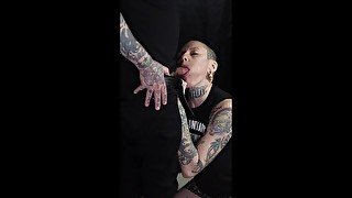 Tattooed punk rock girl gives me a super hot blowjob