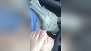 Received A Fantastic Footjob In My Car From My Kinky Fetish Girlfriend