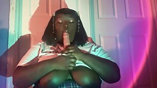 ebony bbw sloppy sucks dick