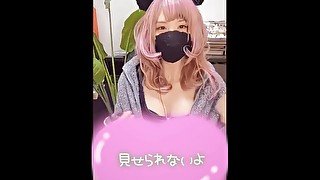 女装_ねこ耳マスク姿で初配信♪♪可愛いと言われてテレまくる！