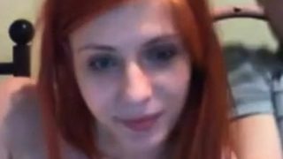 Redhead teen sucks and gets anal fucked