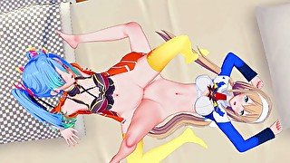 Super Robot Wars: Lesbian Az Sainklaus x Mitsuba Greyvalley 3D Hentai