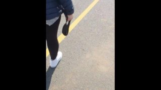 Step mom done wear panties under leggings get fucked in the car park by step son 