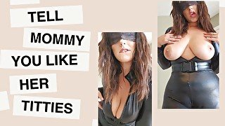 Big Boob Teacher in leather suit wants you to cum all over her body JOI