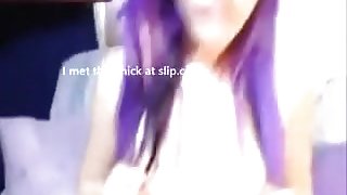 Purple haired emo immature arse drilled