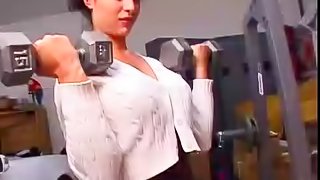 A sexy coed interrupts her workout to get banged hard