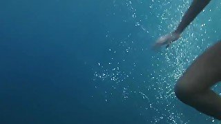 Naked girls on Tenerife having fun in the water