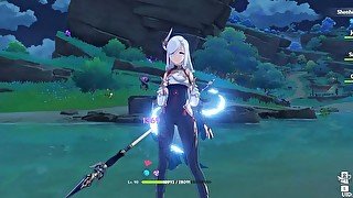 Shenhe - Genshin Impact ryona + ragdoll - English/ Korean 료나 / Chinese 良娜 /Japanese リョナ