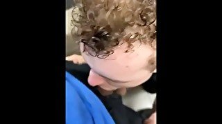 Sucking  big Latino cock in the campus center bathroom