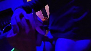 Horny COLLEGE GIRL Slurps & Sucks A Strangers HUGE COCK While Out With Friends At A Rave Party w/CUM