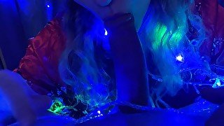 Step Sister Loves To Suck My Cock Deep At Night With Painted Lips