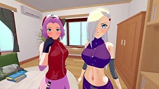 HOT FOURSOME WITH SAKURA AND INO - NARUTO BORUTO PORN