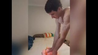 Aussie guy fucks blow up sex doll