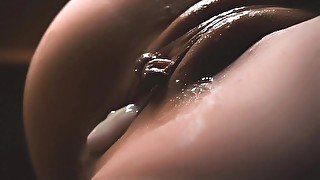 Gentle fuck and fat creampie close up