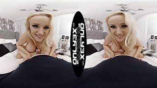 POV video of blonde bombshell Angel Wicky riding a large boner