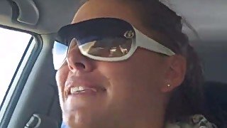 See my zesty girlfriend in sunglasses greedily sucking my fat cock