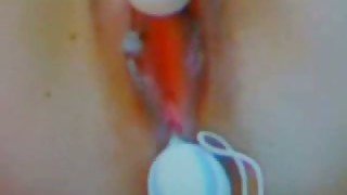 Small but powerful vibrator working in my wet pink pussy