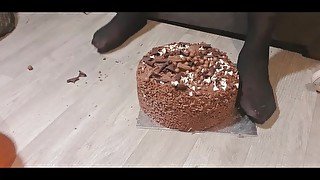 whole chocolate cake foot stomp