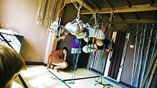 Bondage Sesion With Two Girls And Two Rigger - Tattoo Dreadlocks Shibari