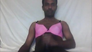 Indian boy in bra and thong peeing on his own face