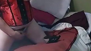 TS Cristy Red Corset Cumshot to Music