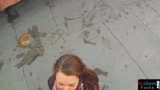 Facialized babe pov fucked in public