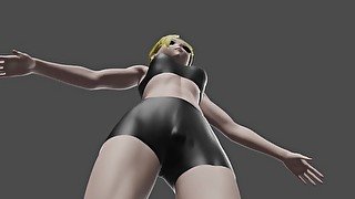 Female Futa muscle Growth animation