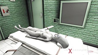 Female alien in a jail gets fucked hard by a hot dickgirl in a mask