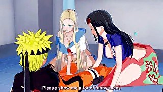 Naruto wants threesome with Nico Robin and Kurashiki