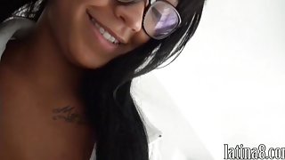 Sexy latina girlfriend horny fuck and facial cumshot at home