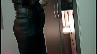 Step mom in leather dress get fucked by step son