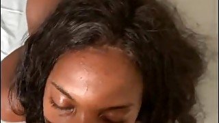 POV black teen 18+ takes white cock in her ass and a facial