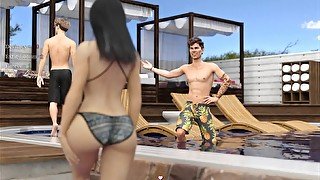 Lisa: Pool party with two sexy girls ep.21