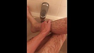 Soapy numb feet and legs of a paraplegic