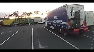 I suck the truck driver in the parking lot of the gas station