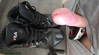 4 more Cumshots on fila boots