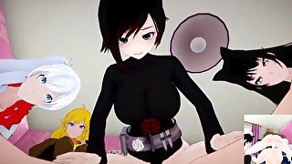 RWBY - Futa Ruby, Futa Yang, Futa Weiss, Futa Blake extreme ass fuck  Male Taker POV