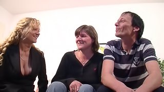 German sluts stroke and suck his hard old dick