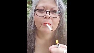 Kyttnpet smoking and showing tits )