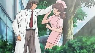 Anime nurse is fucked by a doctor out side of the hospital