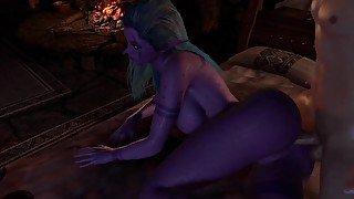 Purple Night Elf in Skyrim has Side Anal on bed  Skyrim Porn Parody