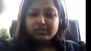 Bored Desi chubby on webcam plays with her boobie