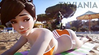 Tracer At The Beach Shaking Her Ass