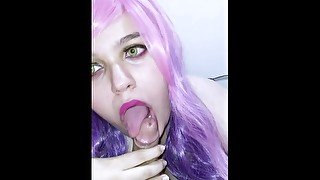 She is so horny. E-Girl wants hot cum in her mouth