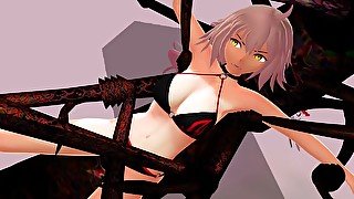 [o-dio Mmd] Beach Babe Alter Gets Ambushed By Giant Insect